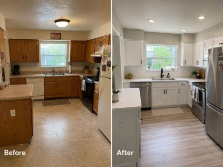 Before and after residential kitchen renovation in West Melbourne Florida
