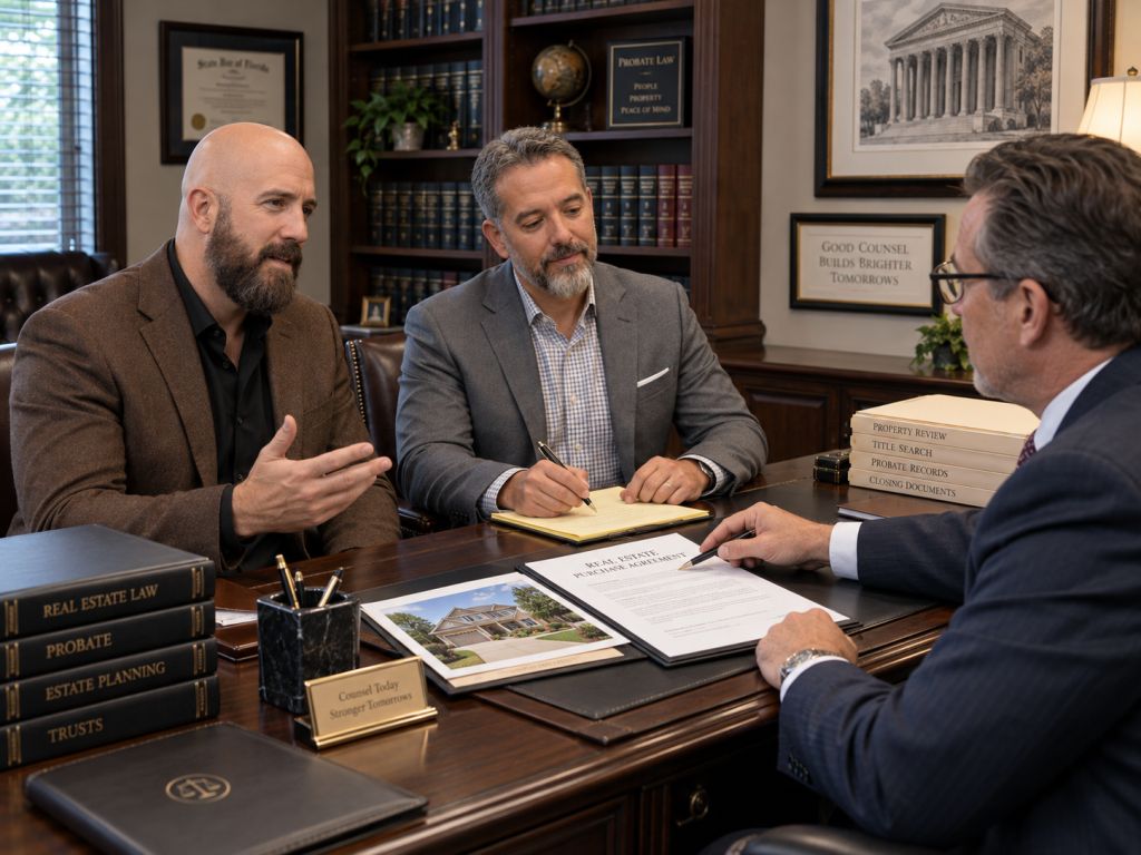 Michael Ligon and David Ligon discussing a probate-related residential property acquisition in Florida