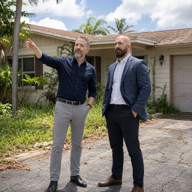 Michael Ligon and David Ligon reviewing Florida residential investment properties for acquisition criteria