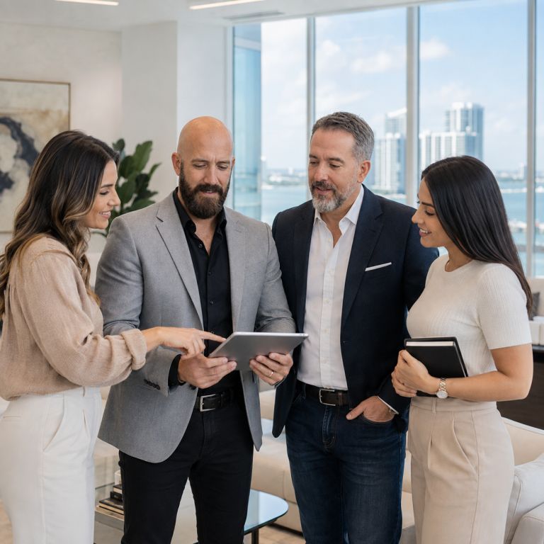 Michael Ligon and David Ligon reviewing a listed Florida residential property with real estate professionals for potential acquisition