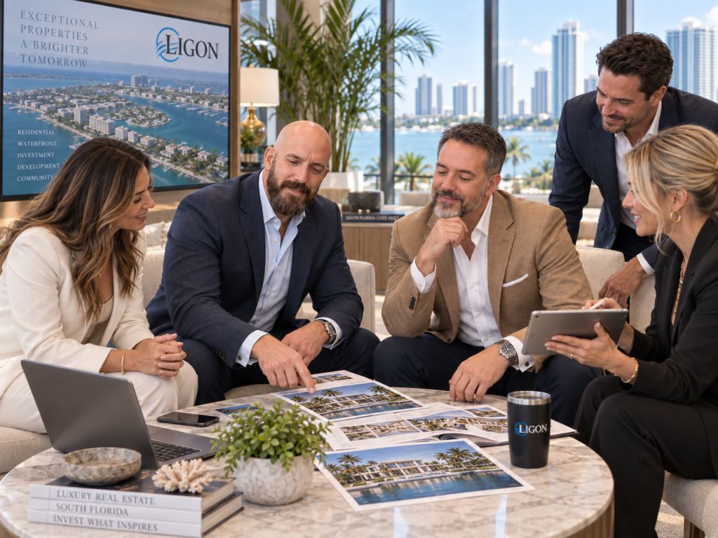 Busy Florida real estate office representing The Ligon Group professional acquisition questions and transaction coordination